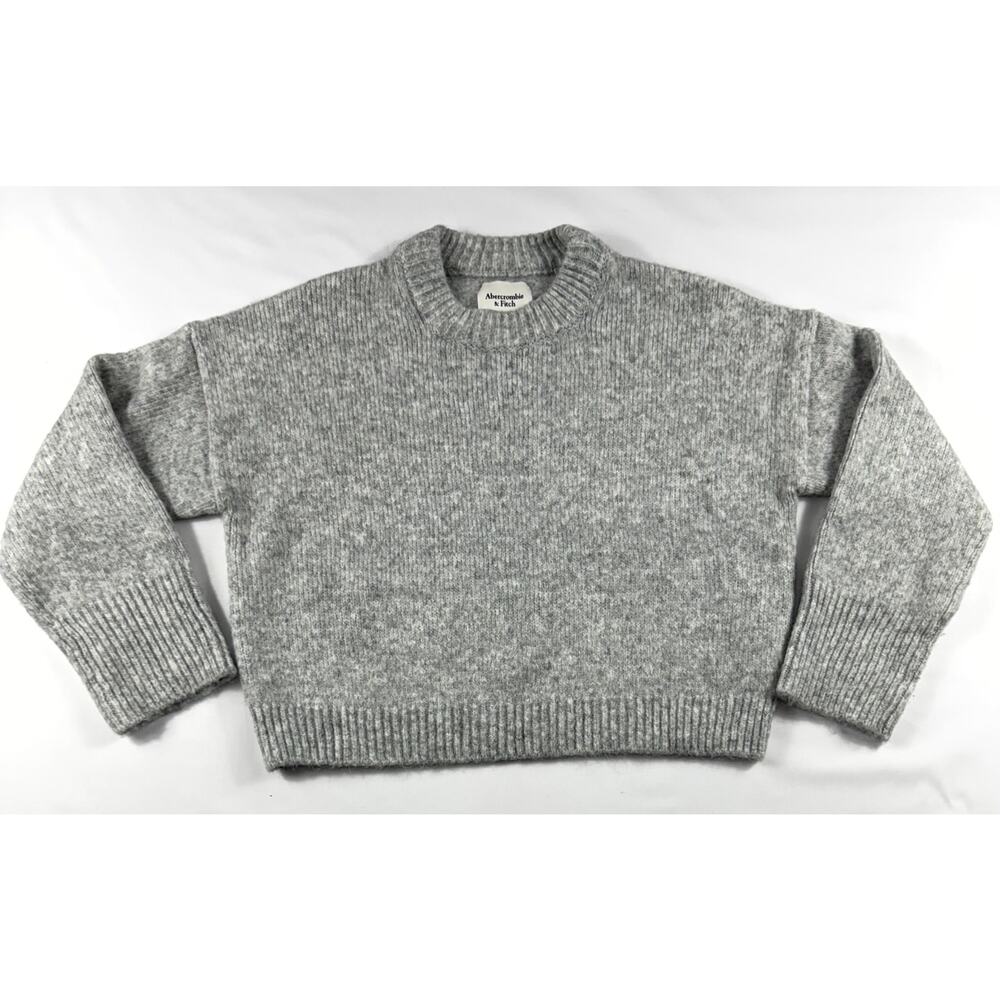 Abercrombie & Fitch women Luxe Soft Brushed grey Sz XS ribbed crewneck sweater - Picture 2 of 8